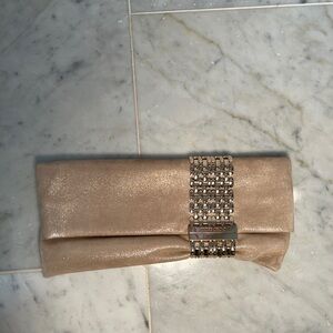 Jimmy Choo Shimmering Sand and Gold Clutch